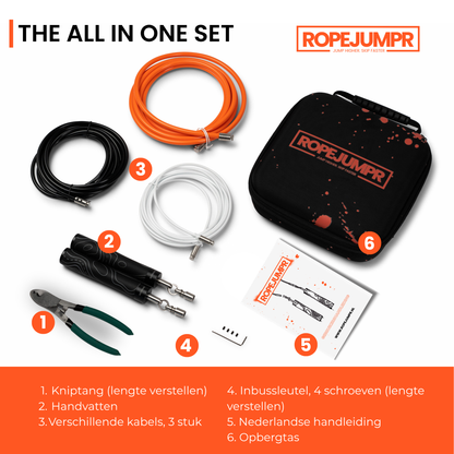 Complete Ropejumpr set met tas, drie touwen en tools voor vetverbranding